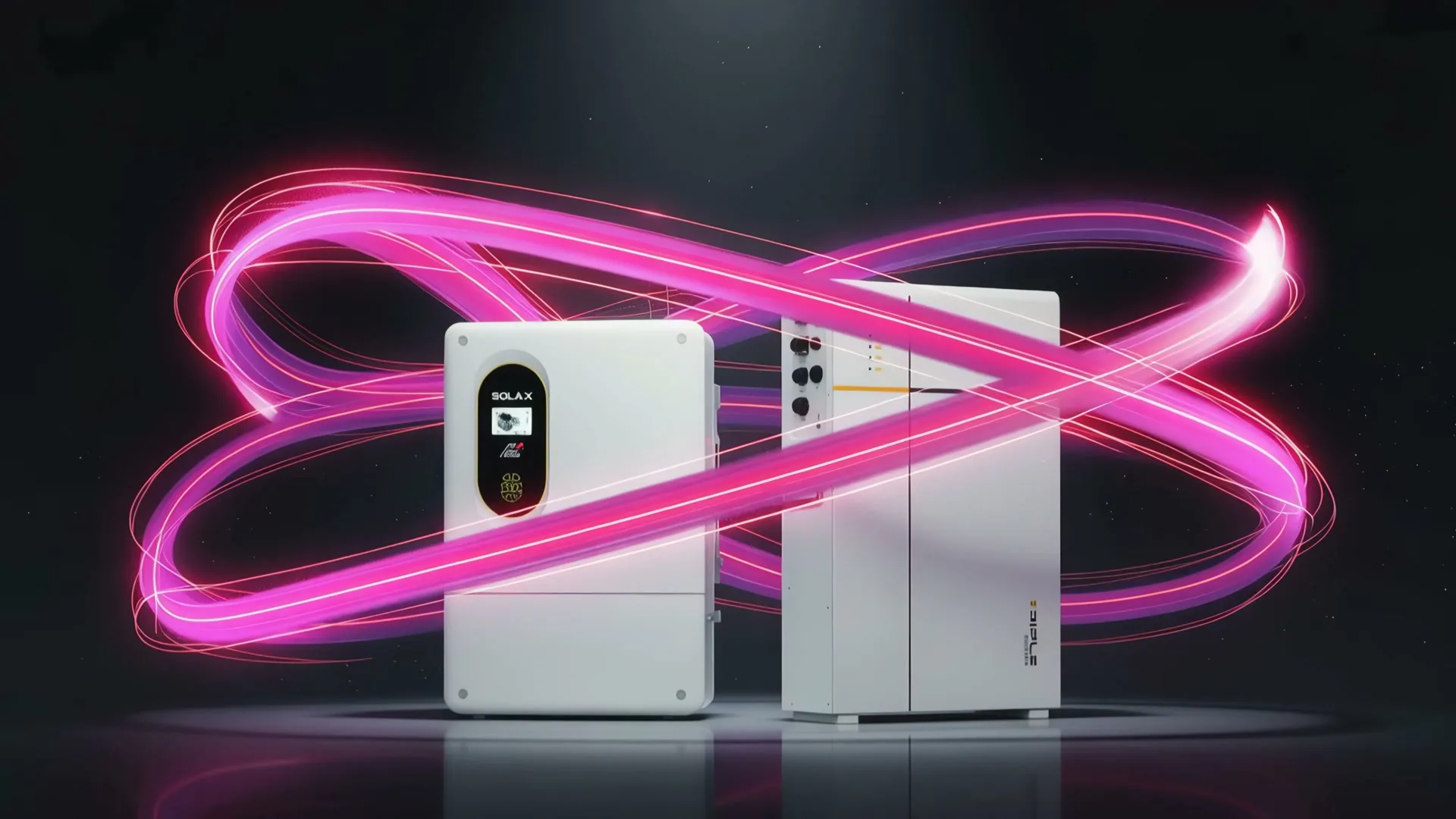 Falownik SolaX X3-NEO i magazyn energii T-BAT z animowaną wstęgą energii